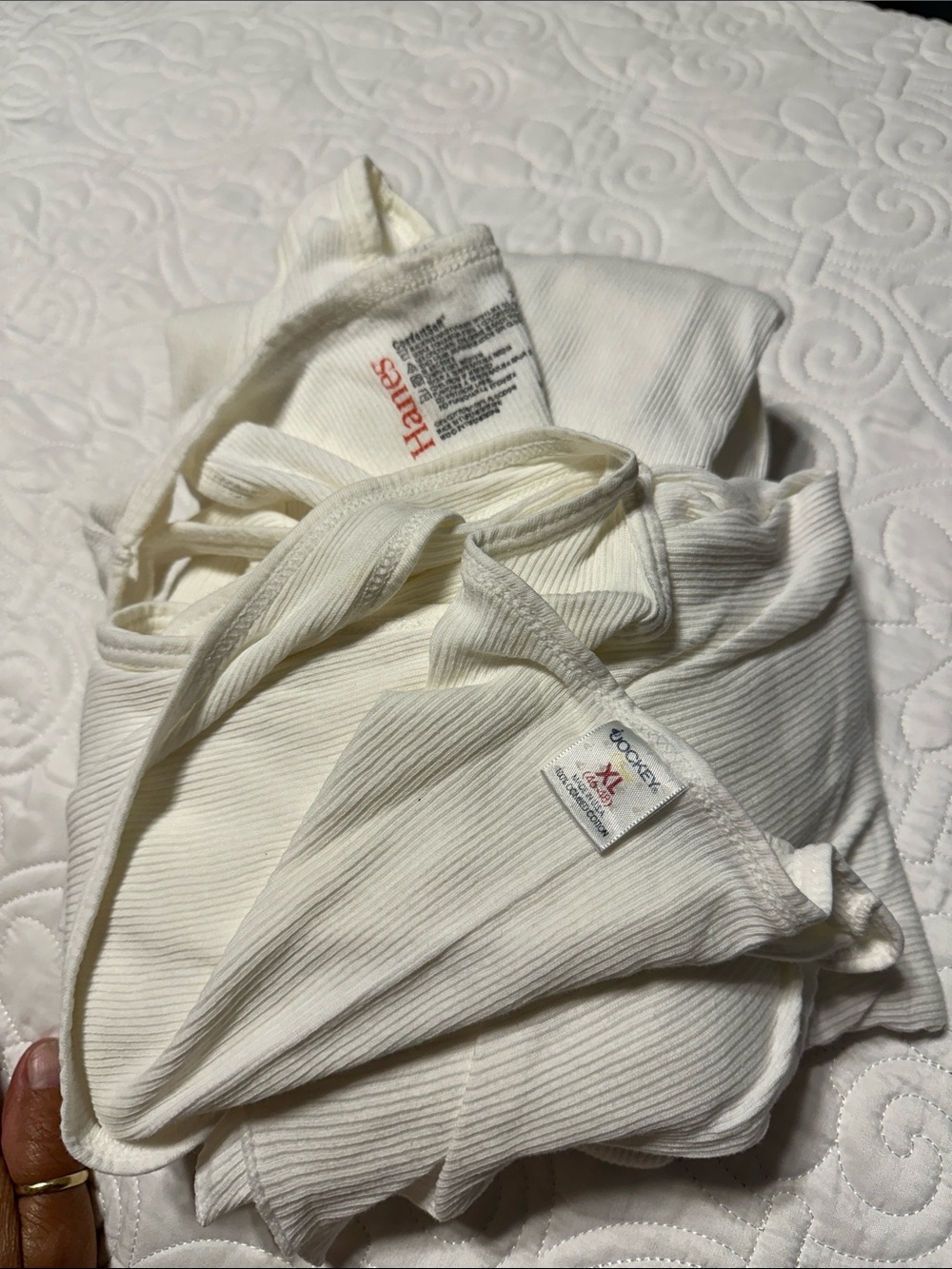 Hanes White Ribbed Tank Top Duo